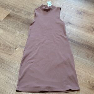 New Abercrombie & Fitch Mock Neck Ribbed Dress Dusty Rose Bodycon Small